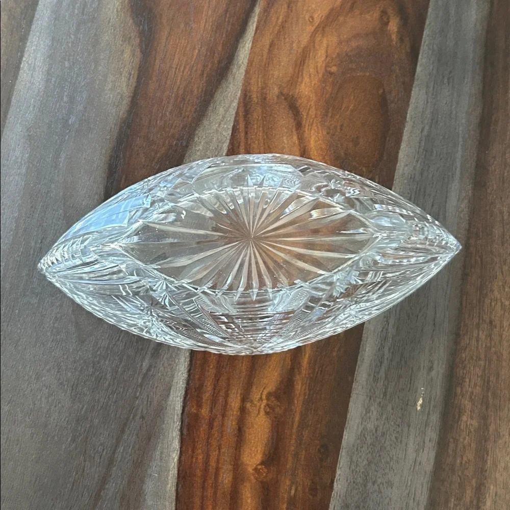 Vintage Boat-Shaped Cut Crystal Serving Bowl